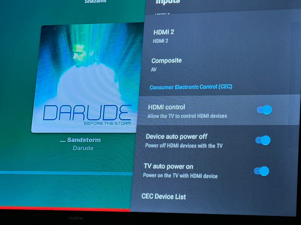 HDMI-Steuerung unter der Einstellung „Consumer Electronic Control“ am Fernseher