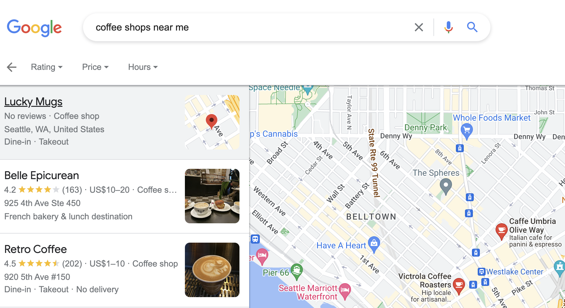 suchen nach [coffee shops near me]Google