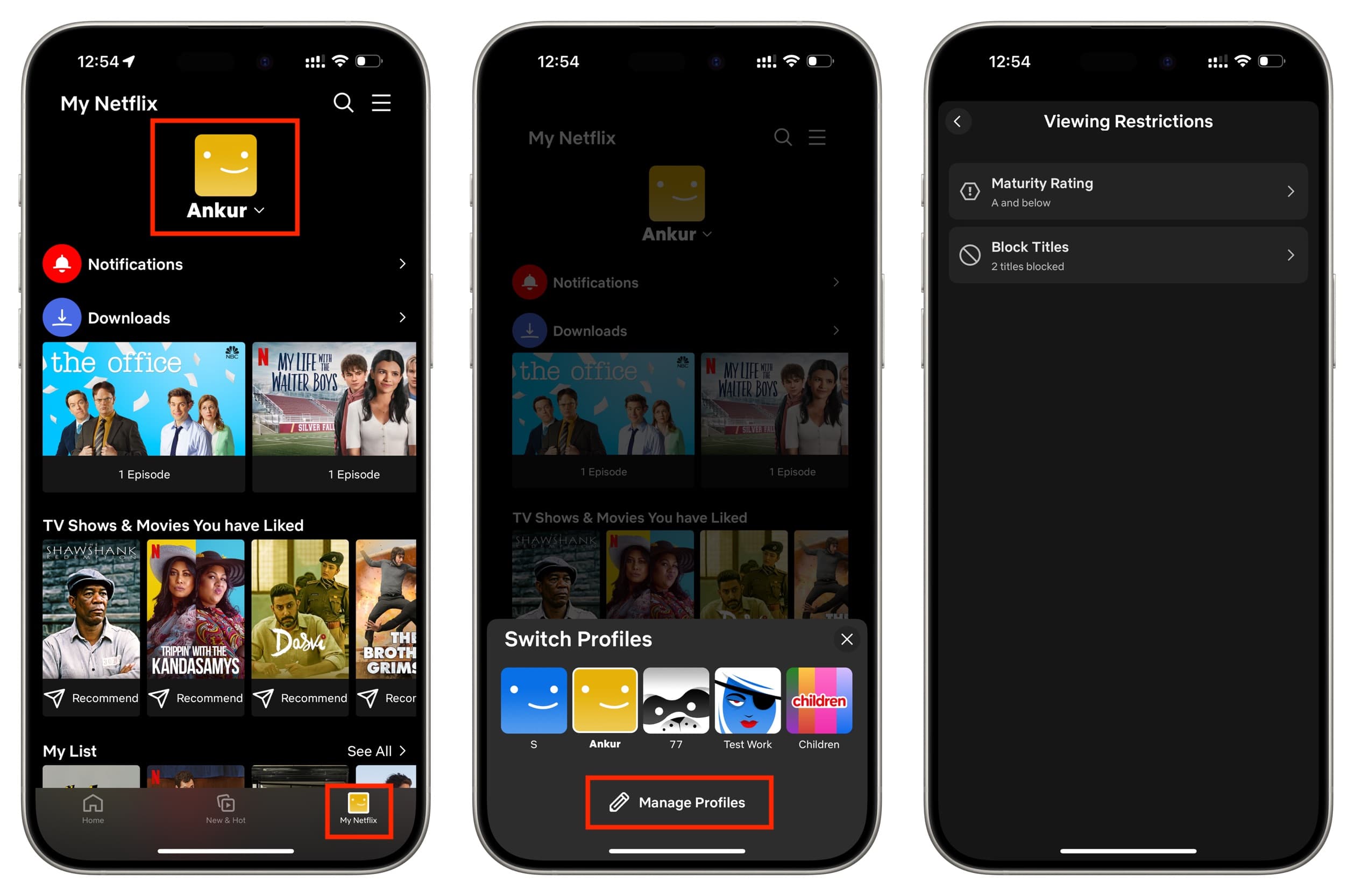 Anzeigebeschränkungen in Netflix auf dem iPhone