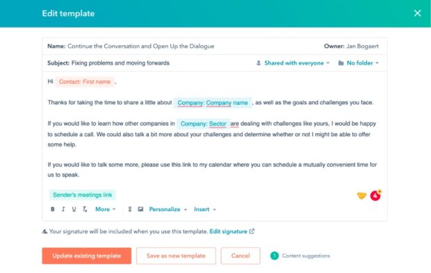E-Mail-Vorlage für den HubSpot Template Builder