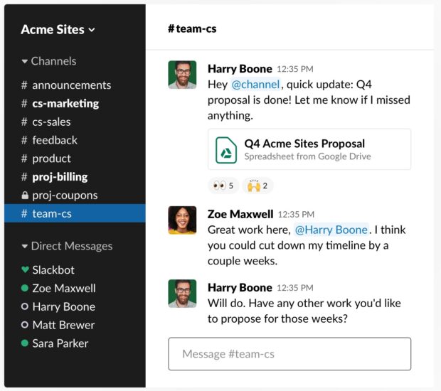 Slack-Channel-Acme-Sites