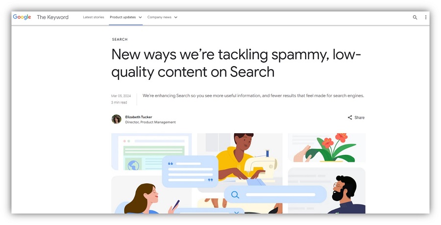 Aktualisierungen des Google-Kernalgorithmus – Screenshot der Ankündigung