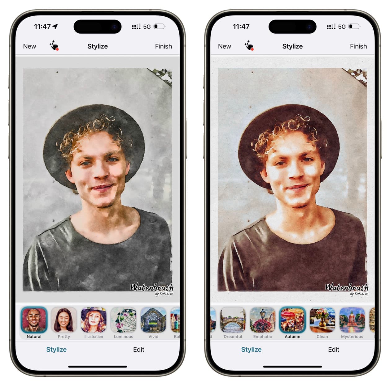 Waterbrush Aquarell-Effekt-App auf dem iPhone