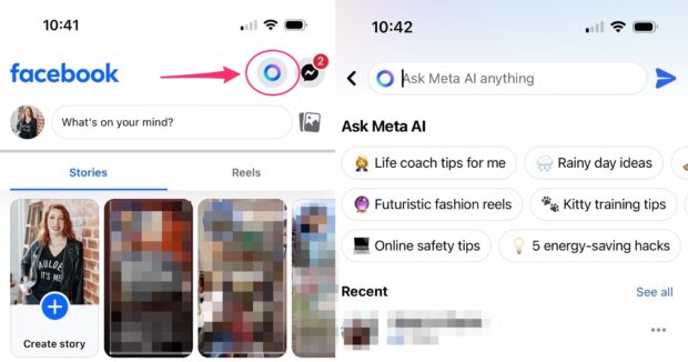 Facebook Ask Meta AI alles Suchleiste