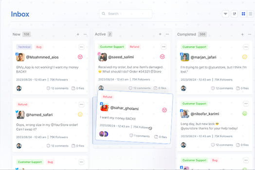 Lucidya-Dashboard für den sozialen Posteingang