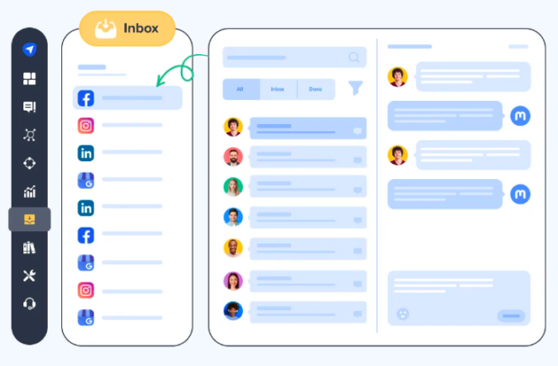SocialPilot-Dashboard für den sozialen Posteingang