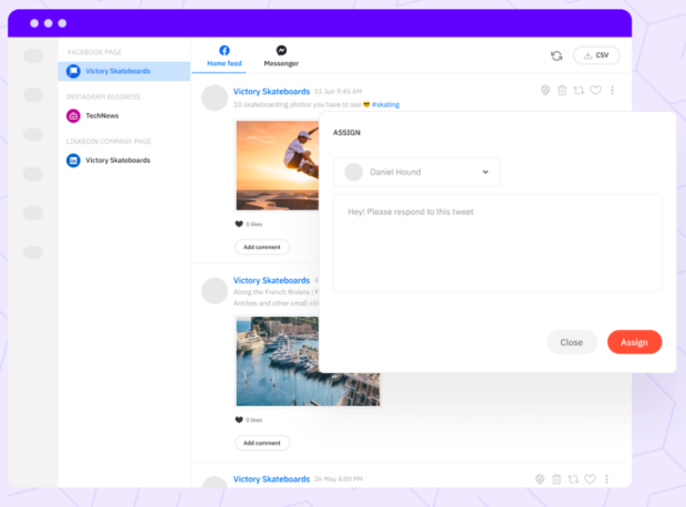 Sendible-Dashboard für den sozialen Posteingang