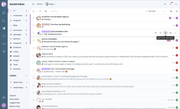 Pallyy-Dashboard für den sozialen Posteingang