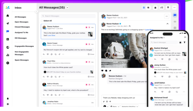 Sprinklr-Dashboard für den sozialen Posteingang