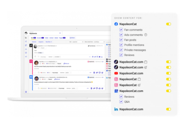 Dashboard für den sozialen Posteingang von Napoleoncat
