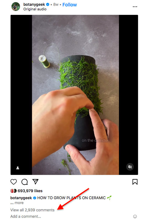 Kommentare unter einem Instagram Reel