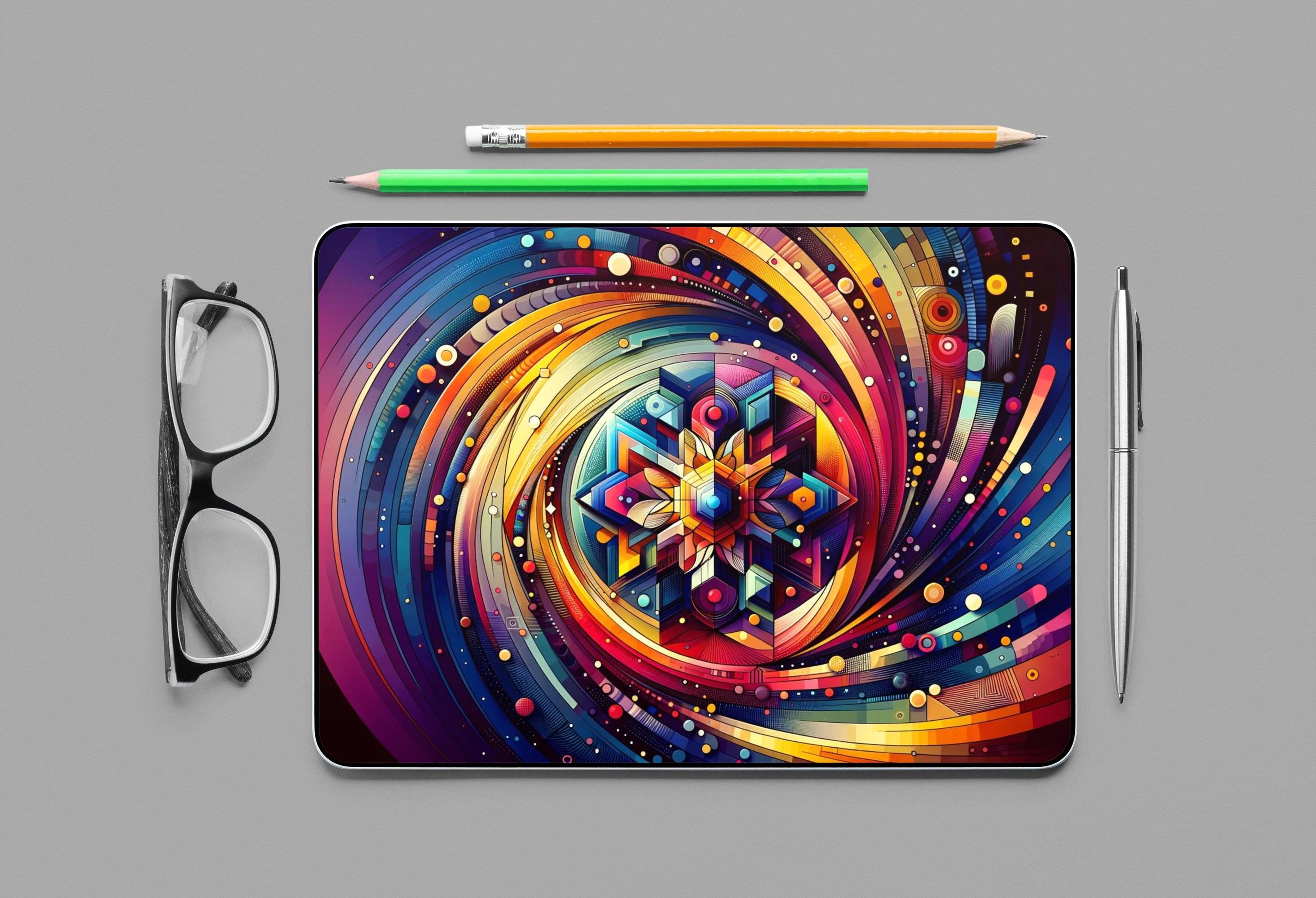 iPad Pro 13″ Vektor-Wallpaper mit echtem schwarzen Hintergrund