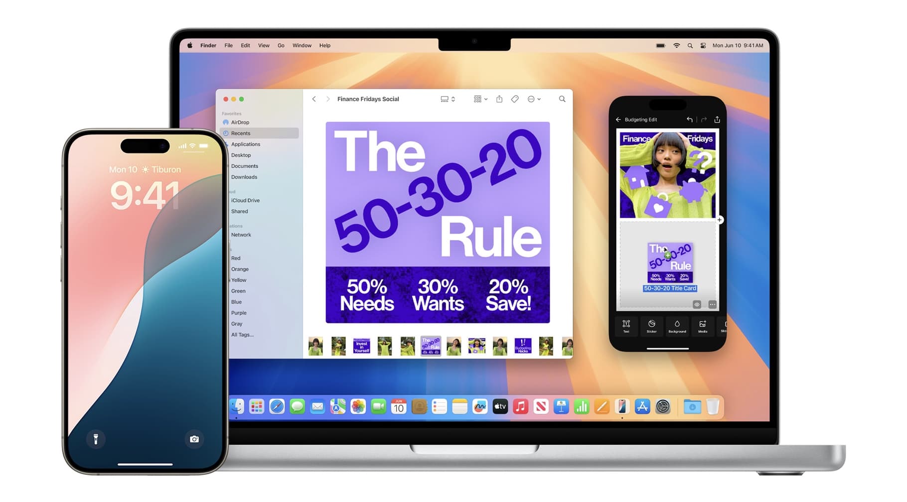 Ziehen Sie Dateien per Drag & Drop von macOS Sequoia auf das iPhone.