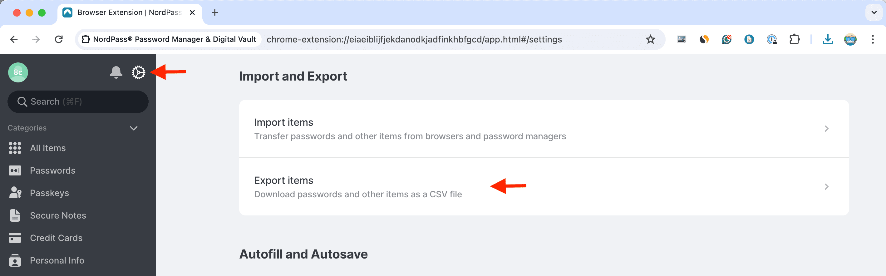 Passwörter aus NordPass als CSV-Datei exportieren