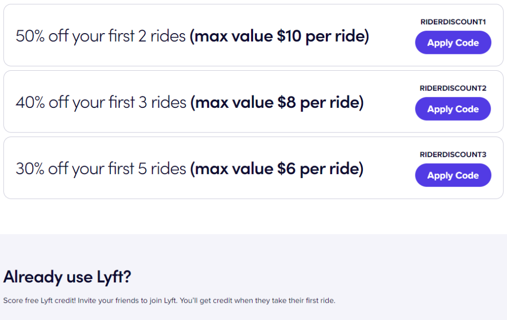Lyft-Rabatte – Beispiele für digitales Marketing