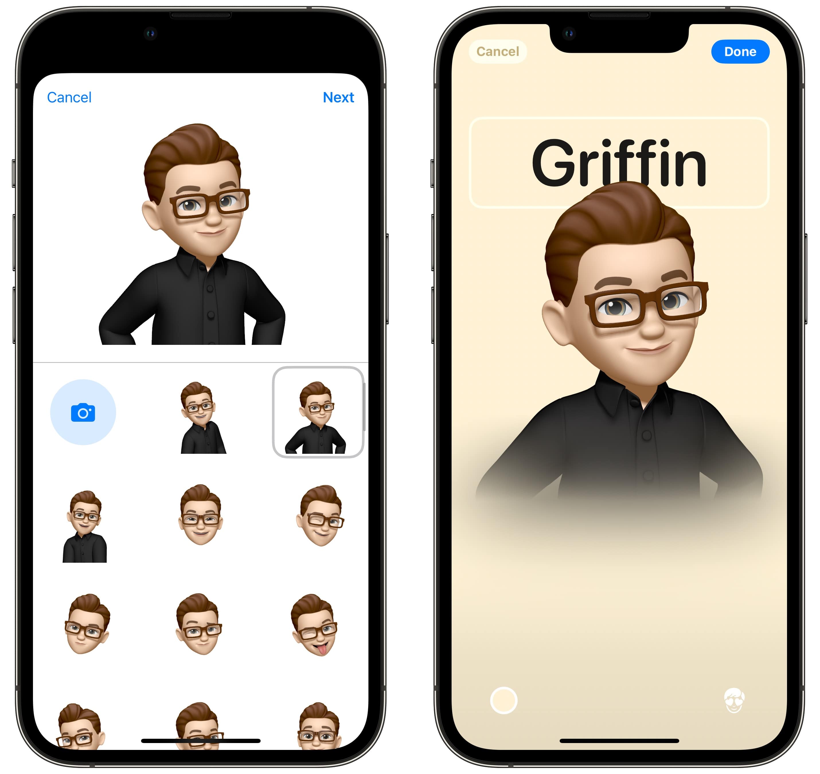 Memoji-Poster Erstellen Sie ein Memoji-Kontaktposter.