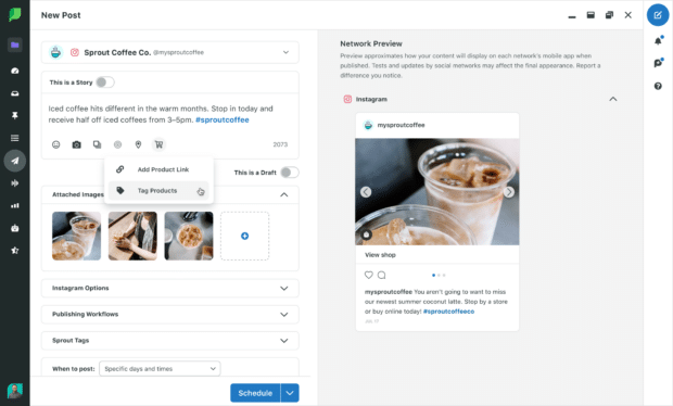 Planen eines Social-Media-Beitrags mit Sprout Social