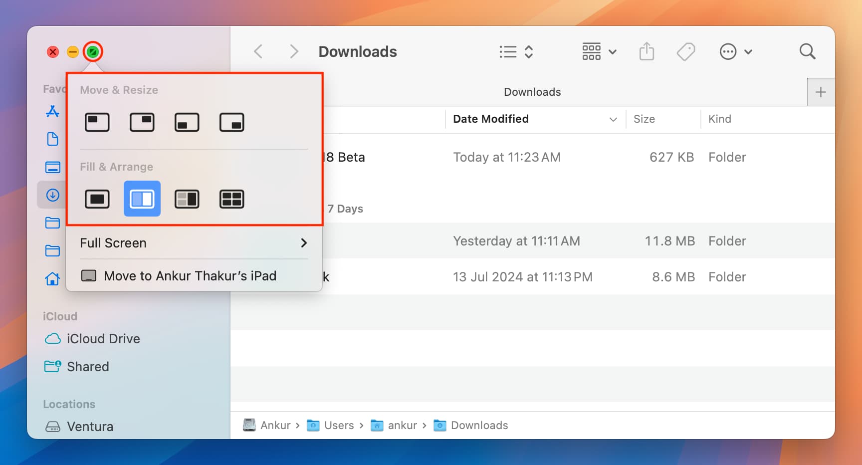 Halten Sie die Wahltaste gedrückt, um zusätzliche Funktionen zur Fensterverwaltung auf dem Mac anzuzeigen