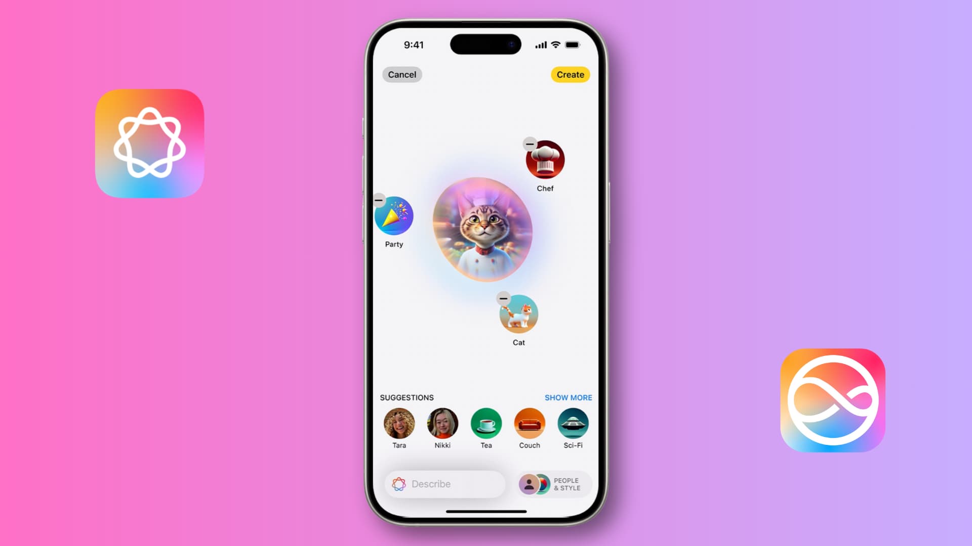 iPhone generiert Bilder mit KI und Apple Intelligence und neuen Siri-Symbolen daneben