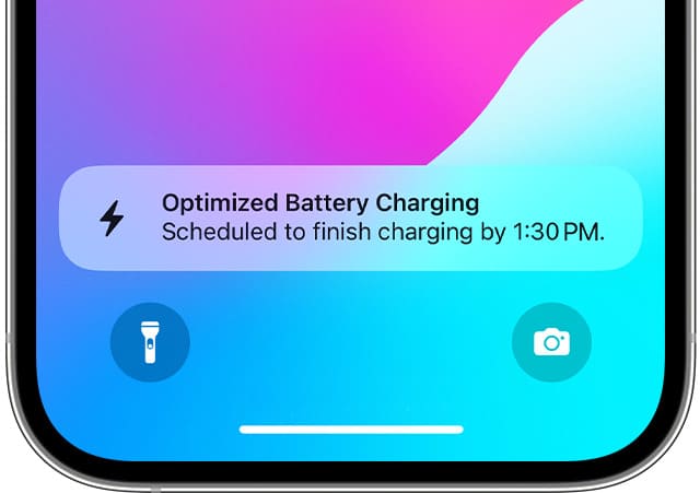 Optimierte Batterieladewarnung auf dem iPhone-Sperrbildschirm