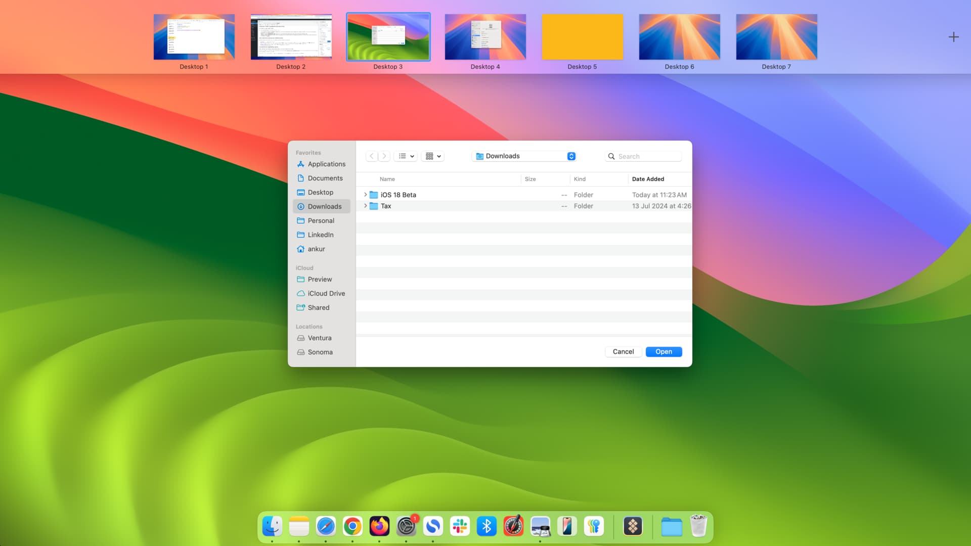 Mehrere Desktopbereiche auf dem Mac