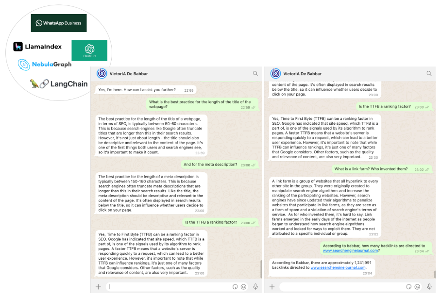 Screenshots des Final Assistant auf WhatsApp