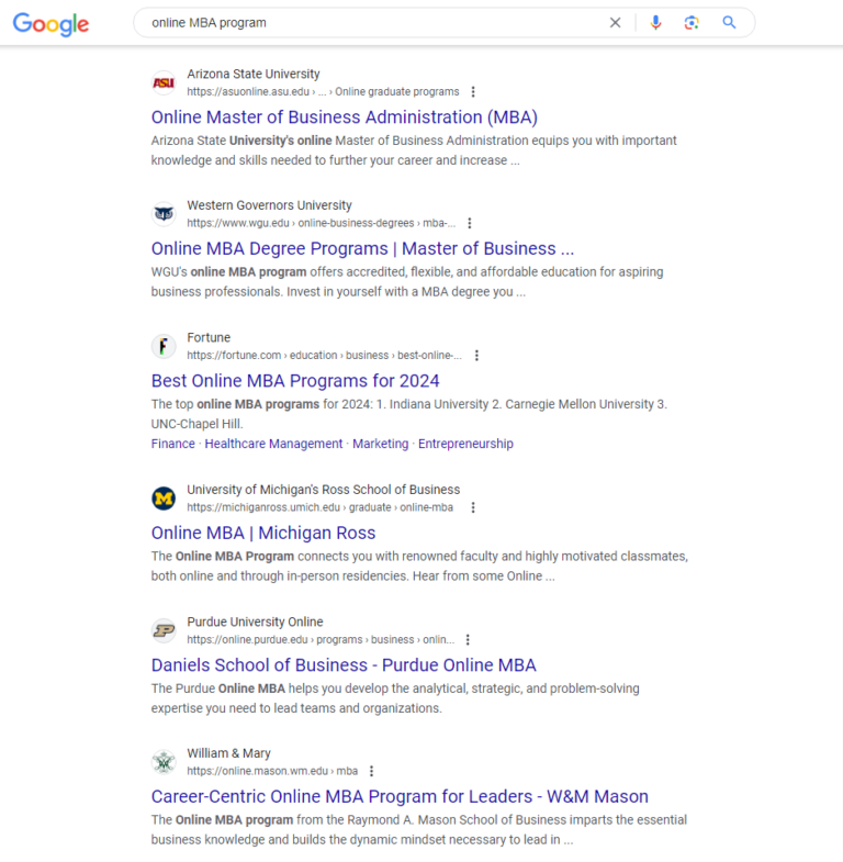 Google Suchergebnisse für [online MBA program]