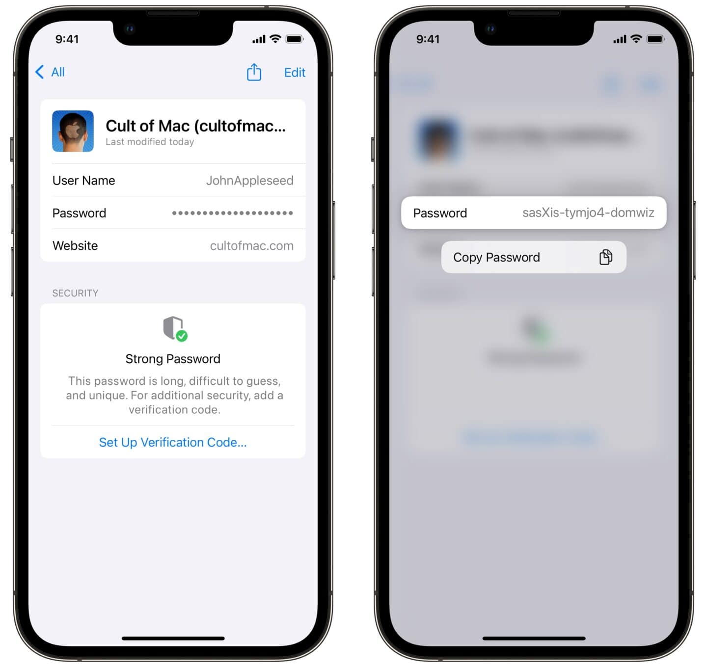Apple-Passwörter Passwort kopieren Gespeichertes Passwort kopieren