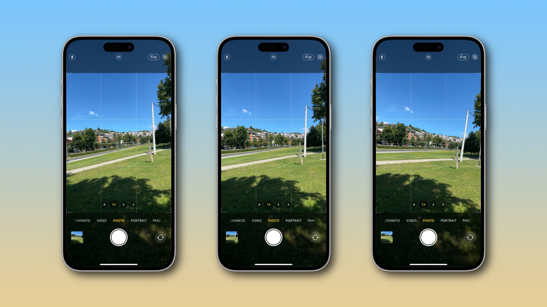 Die Kamera-App des iPhones mit leicht abweichendem Pegel
