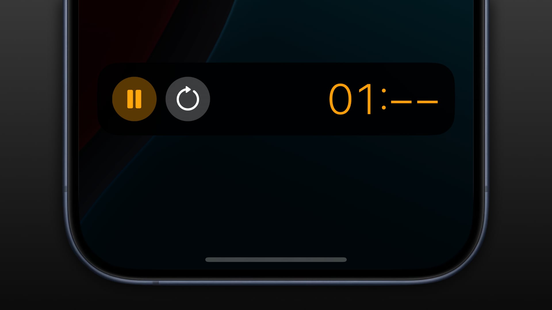 Stoppuhr auf dem Sperrbildschirm des iPhone mit ausgeblendetem Sekundentimer.