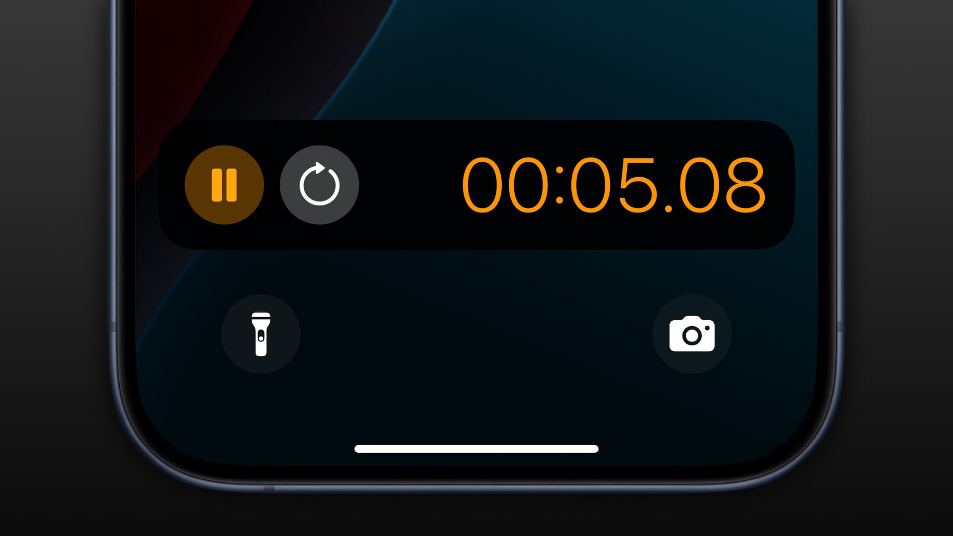 Stoppuhr, die auf dem Sperrbildschirm eines iPhones läuft.