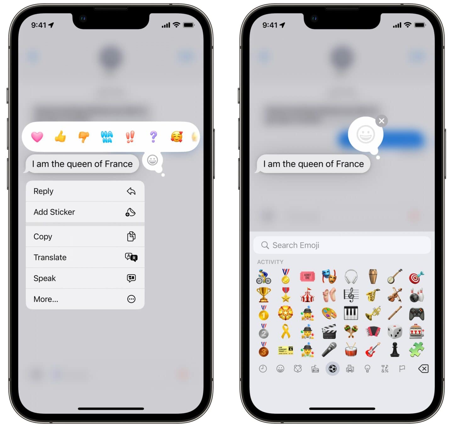 Emoji-Tapbacks Emoji-Tapback in der Nachrichten-App in iOS 18