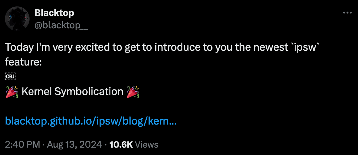 Die Kernelsymbolisierungsfunktion kommt zu ipsw.