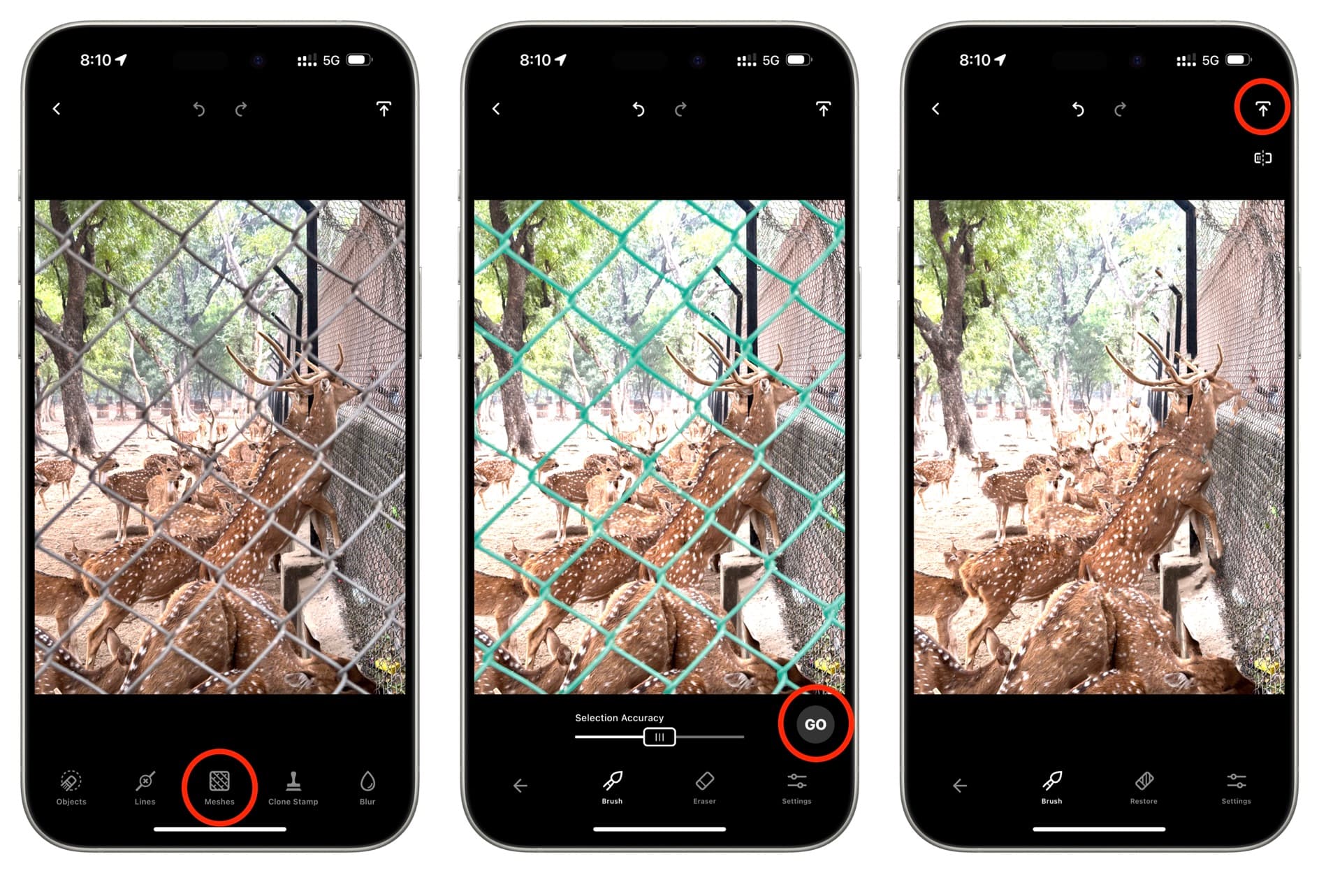 Entfernen Sie Meshes aus Bildern auf dem iPhone
