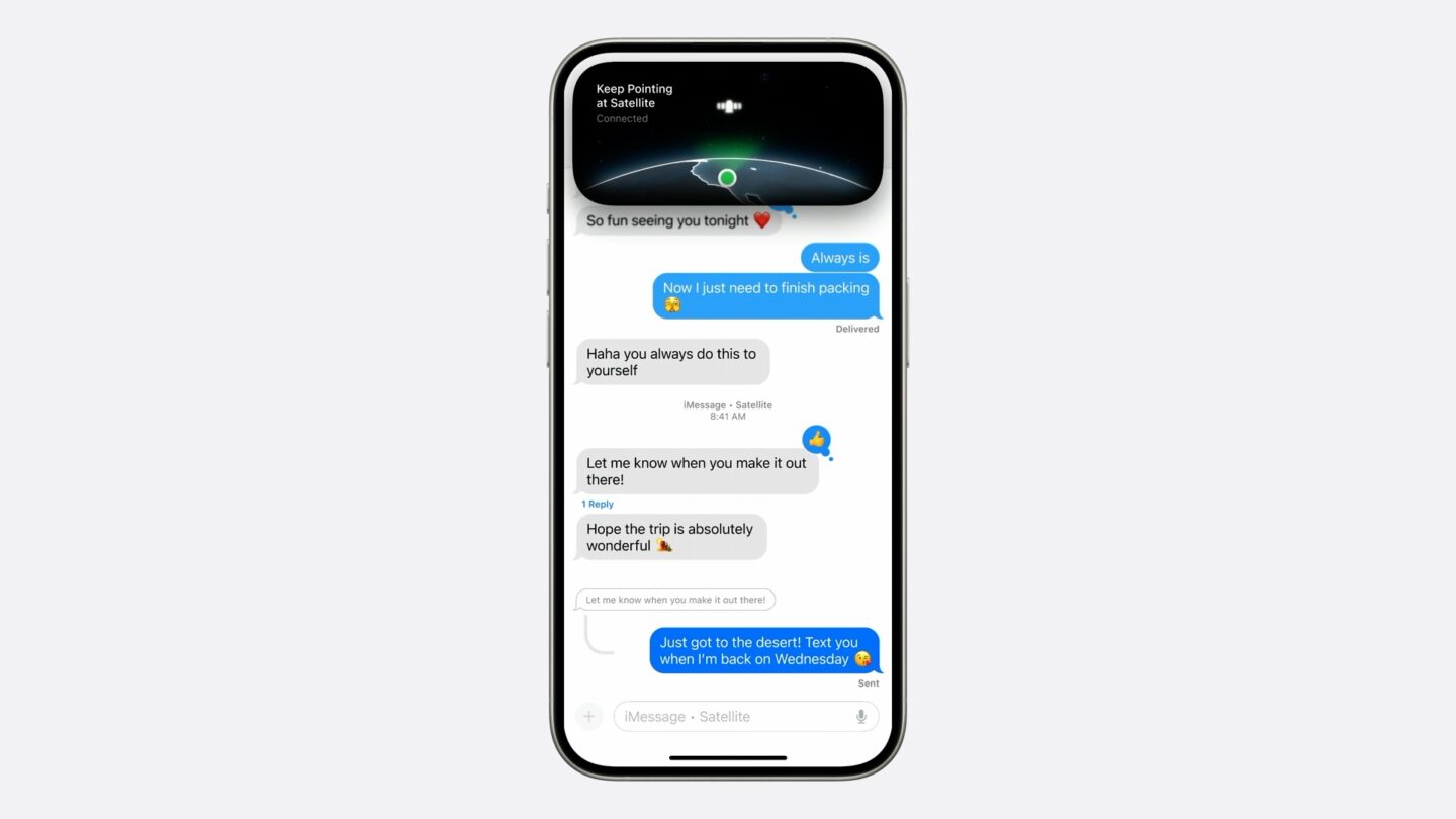Satellitennachrichten Satellitennachrichten in der iOS 18-Nachrichten-App