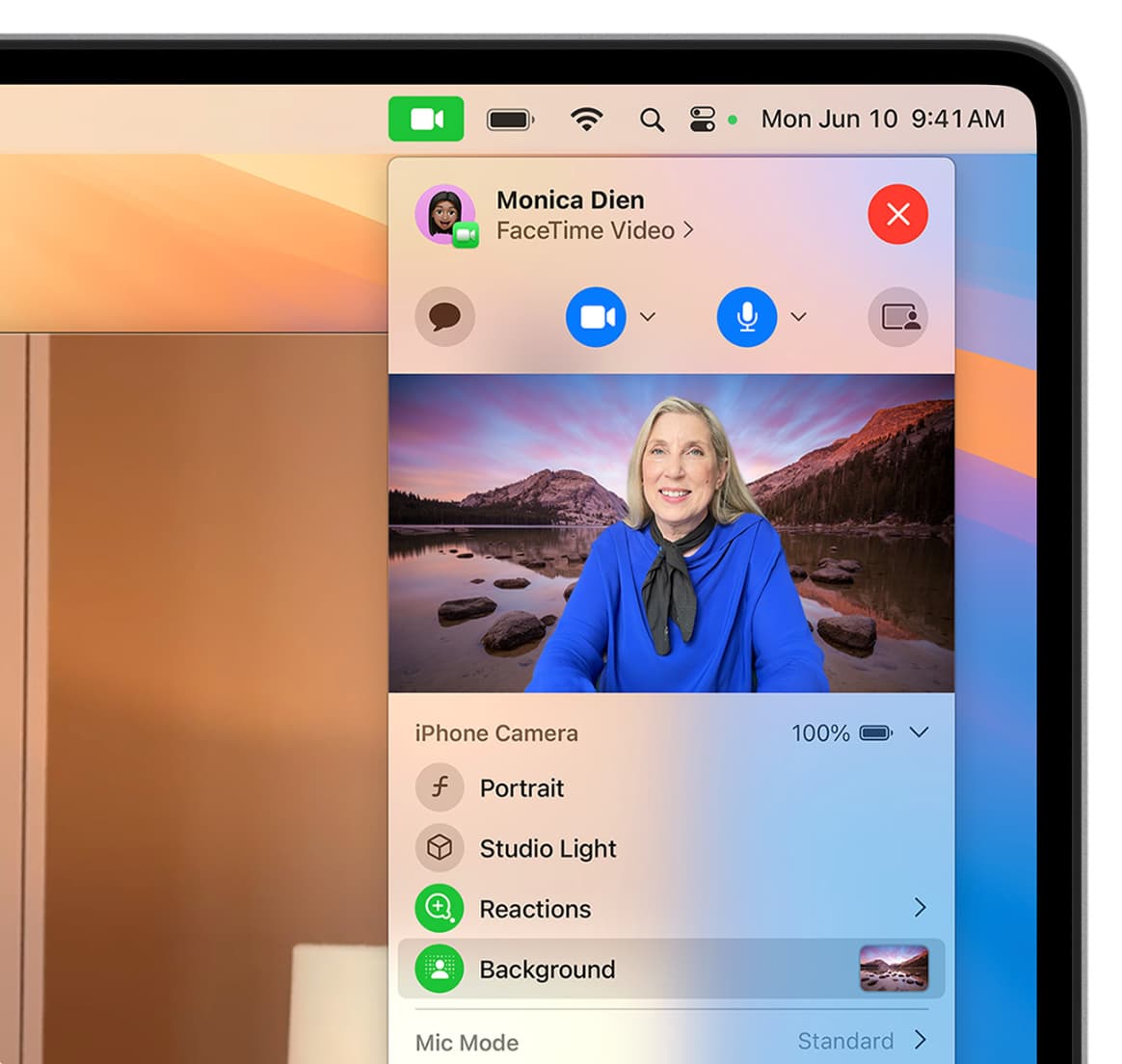 Ändern des Videohintergrunds während eines Videoanrufs auf dem Mac
