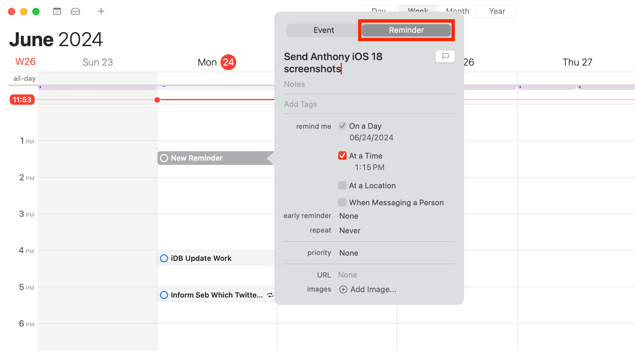 Neue Erinnerung aus der Mac-Kalender-App erstellen