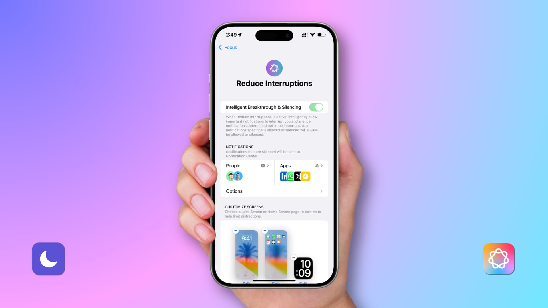Reduzieren Sie Unterbrechungen. Konzentrieren Sie sich auf das iPhone.