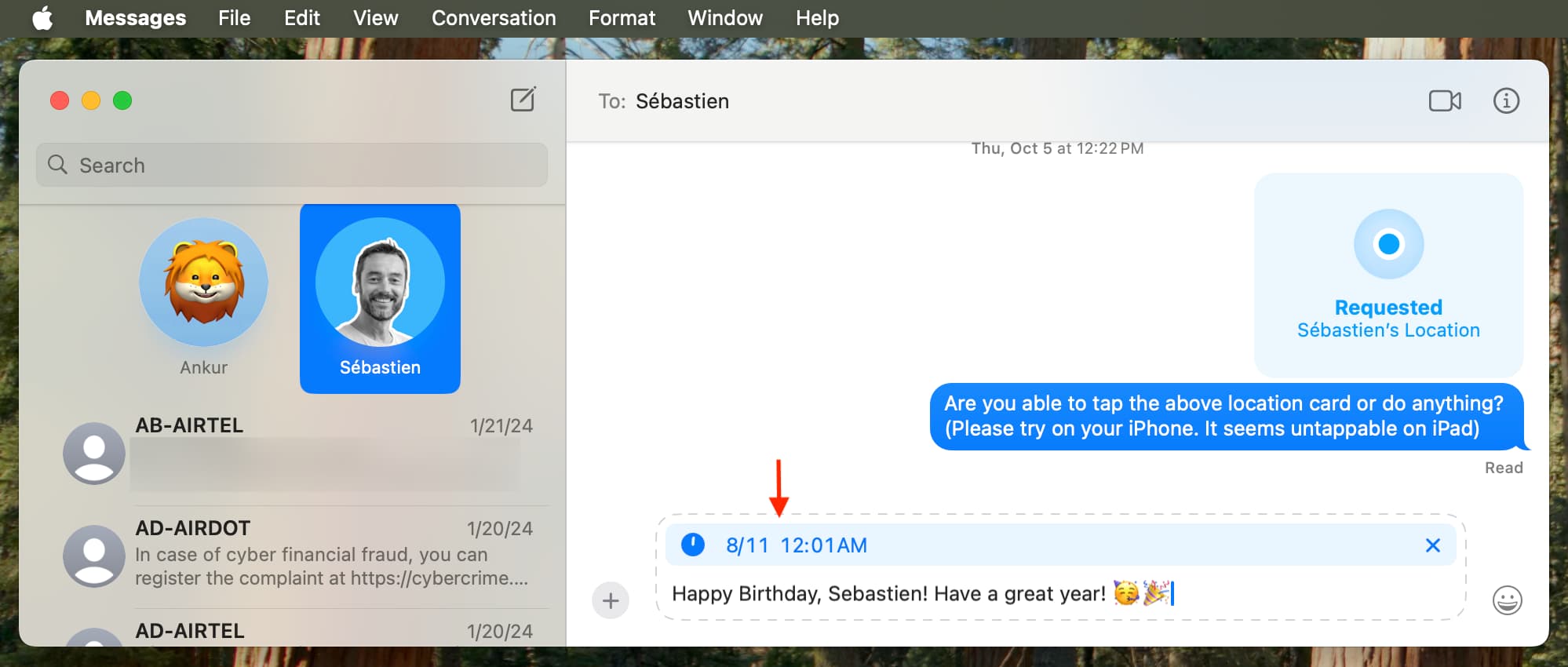 Planen von Nachrichten auf dem Mac