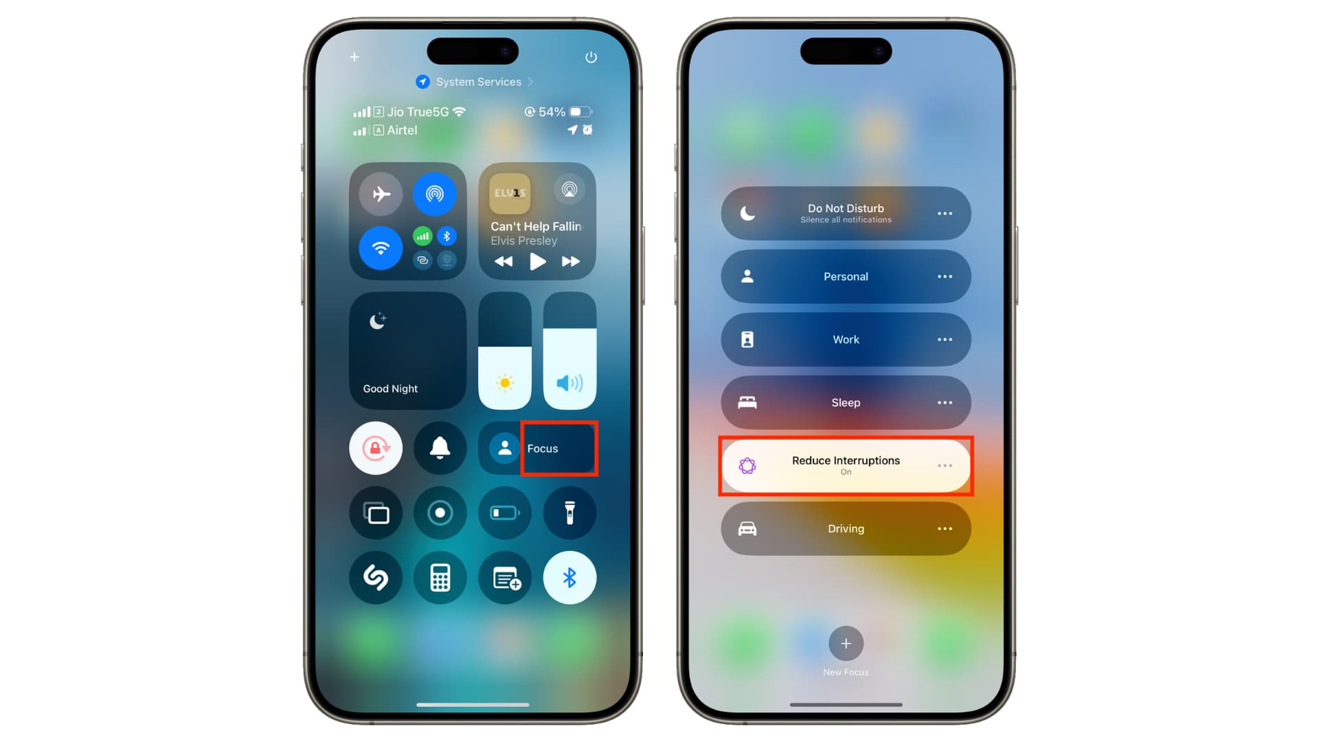 Aktivieren Sie „Unterbrechungen reduzieren“ im iPhone-Kontrollzentrum