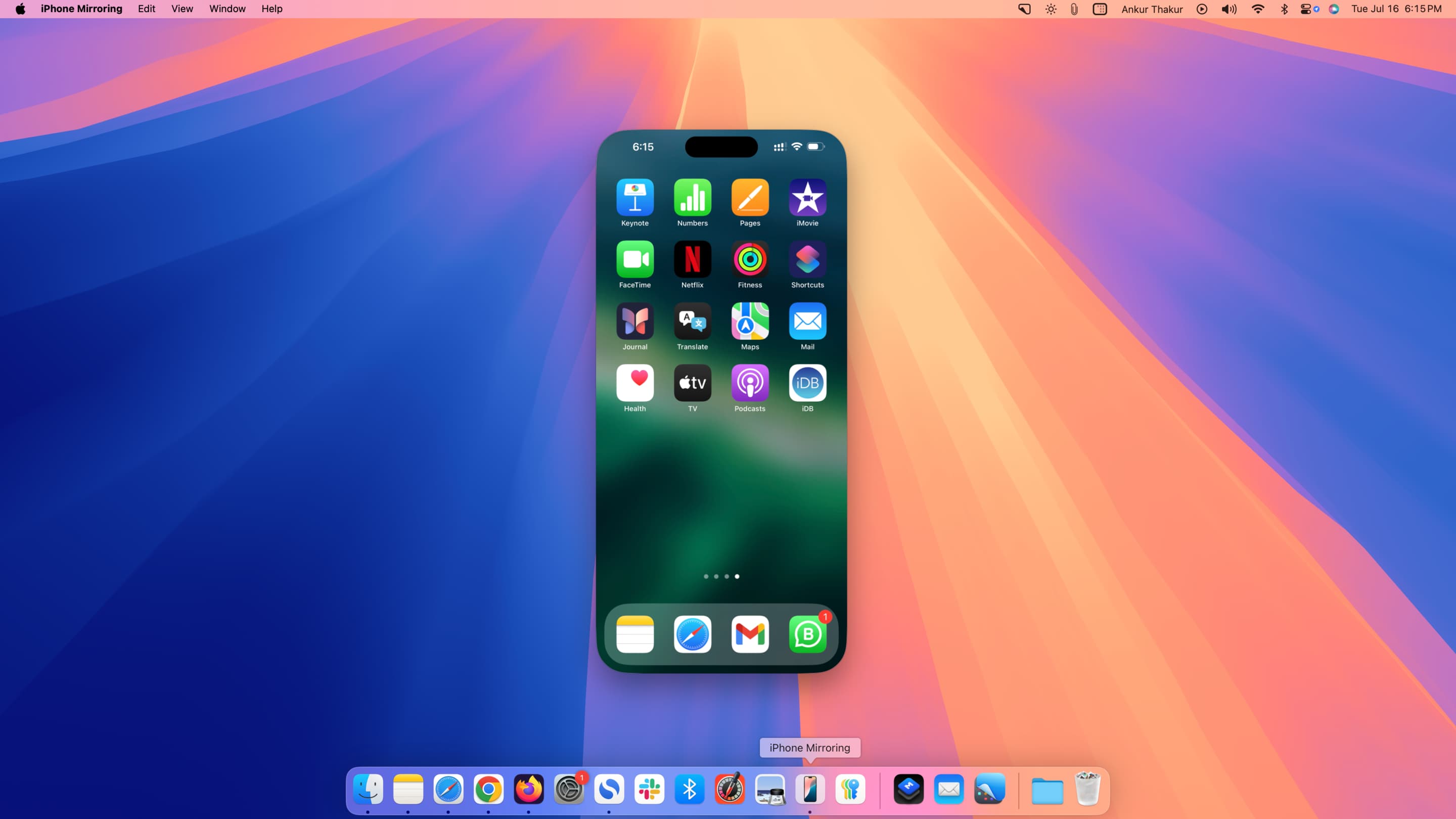 iPhone-Spiegelung in Aktion auf dem Mac