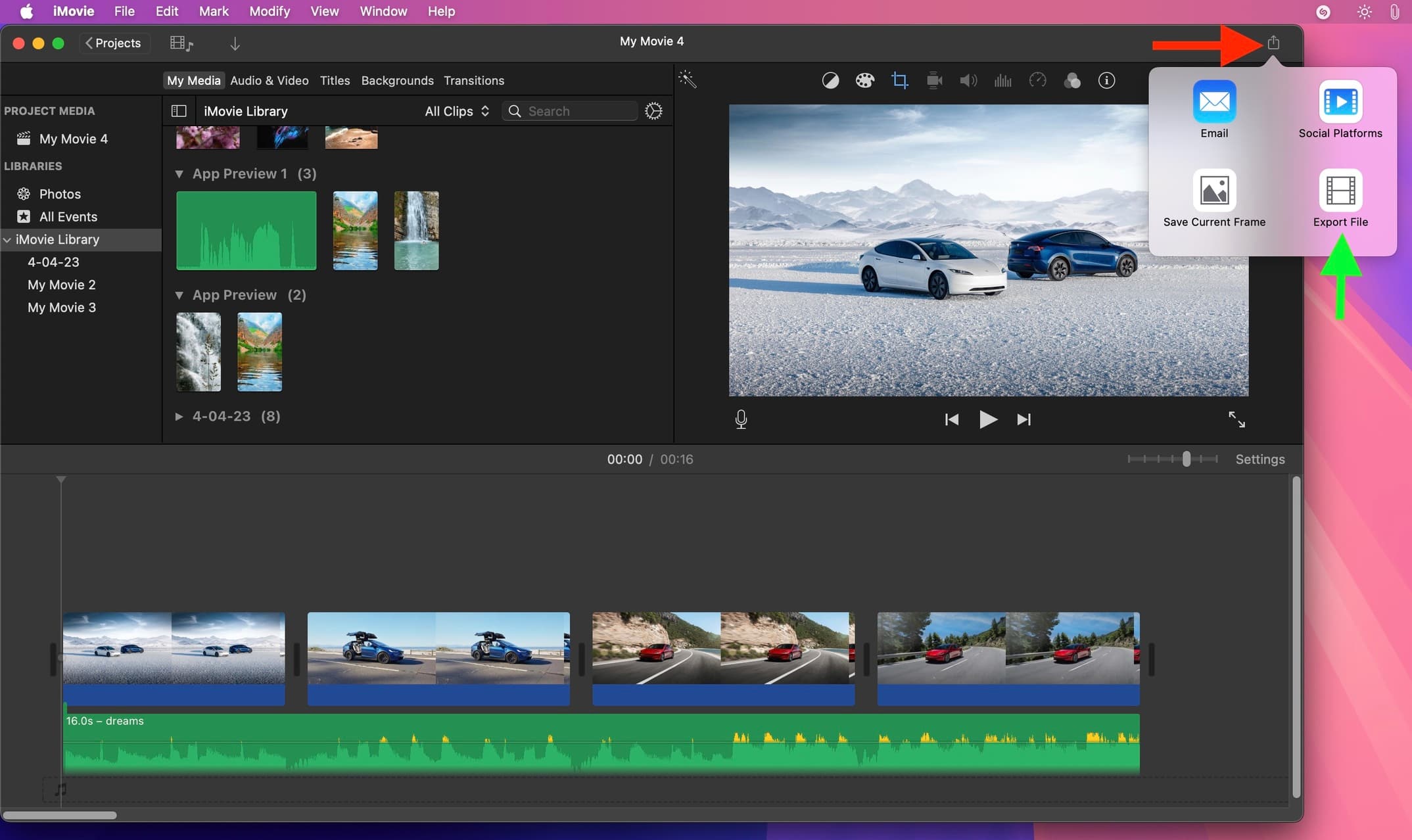 Exportieren Sie eine iMovie-Videodatei auf einen Mac