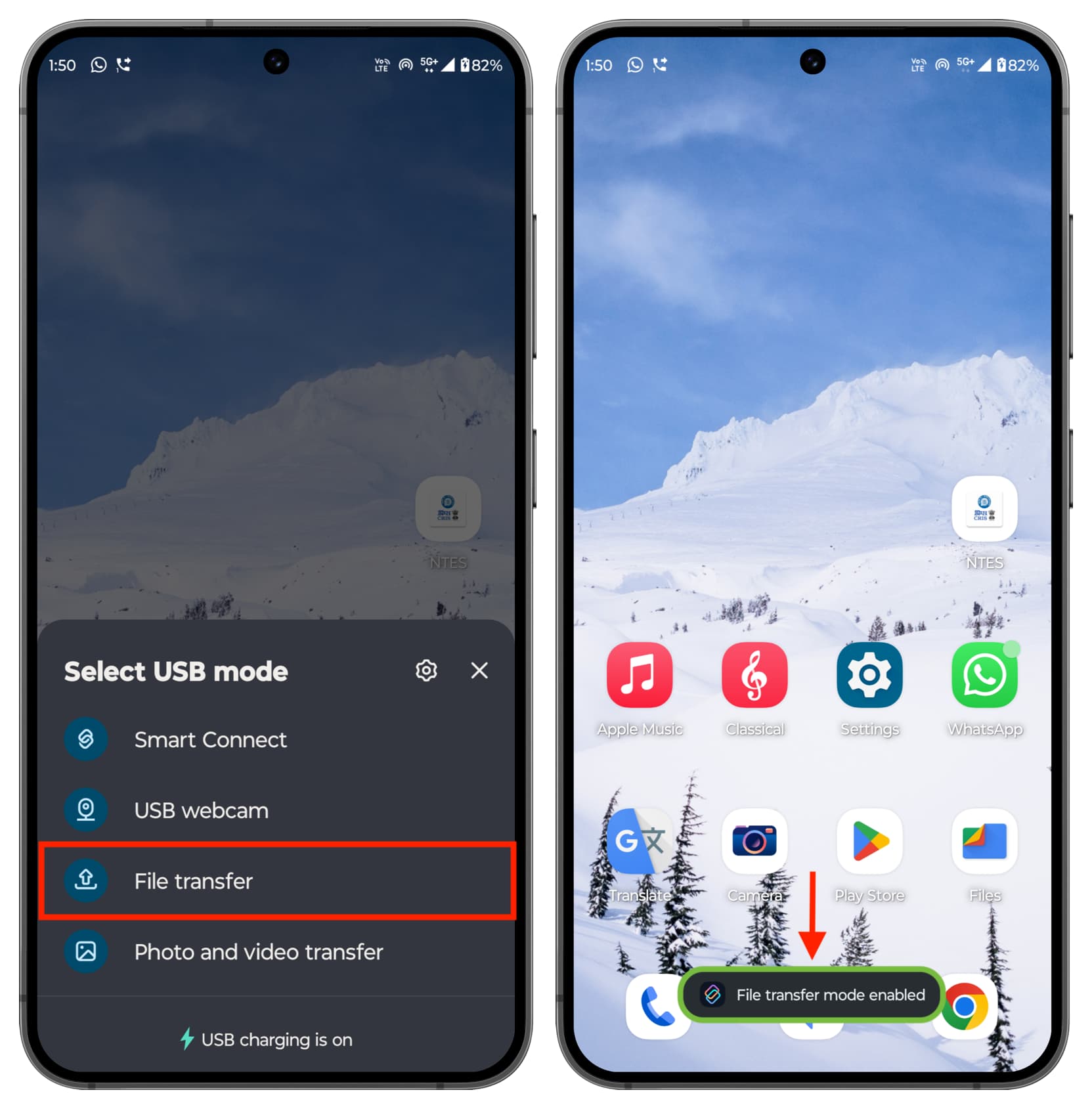 Dateiübertragungsmodus auf einem Android-Telefon