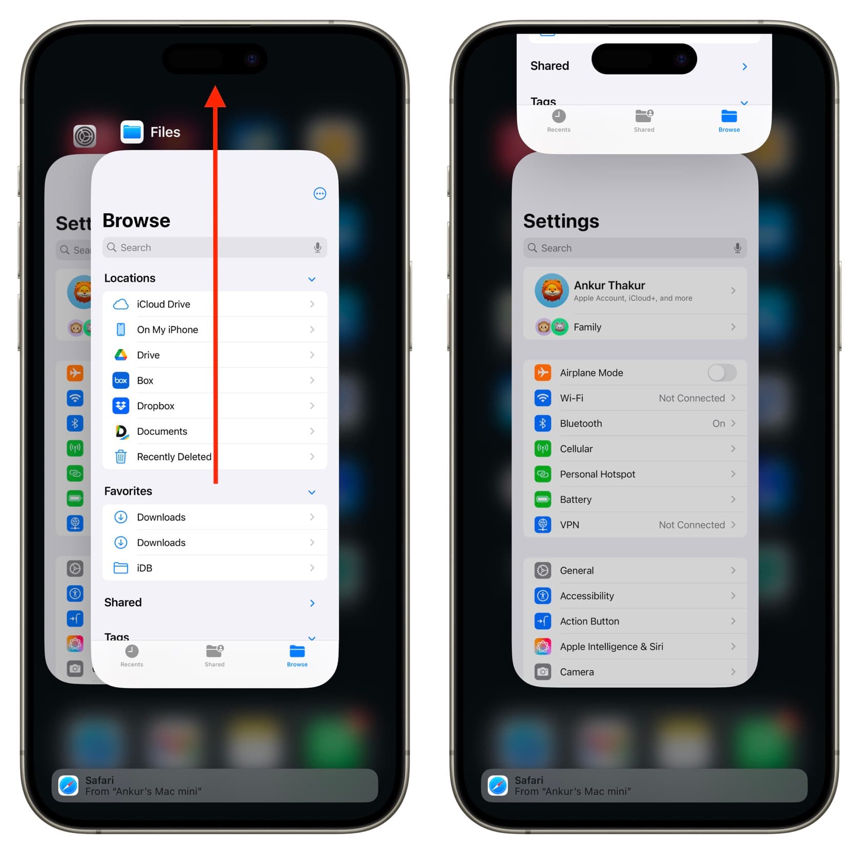 Beenden der Dateien-App auf dem iPhone erzwingen