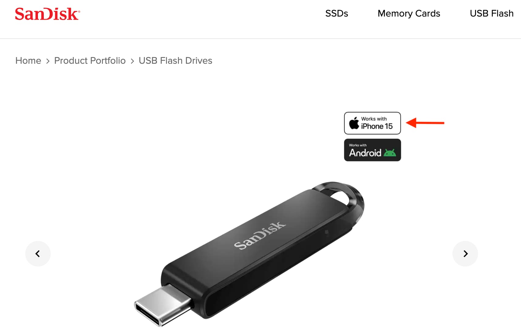 SanDisk-USB-Stick, der mit dem iPhone funktioniert