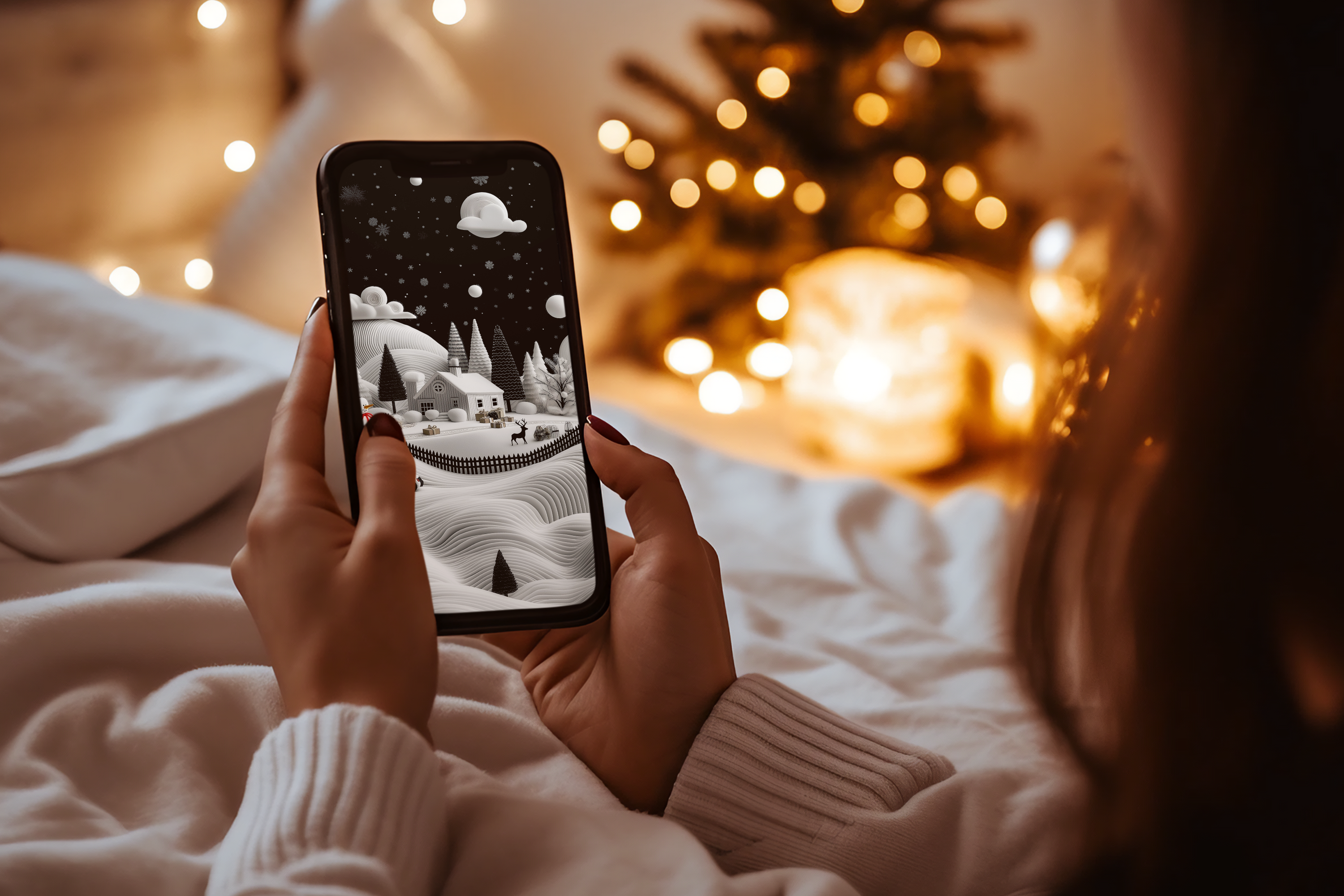 Strukturierte, weihnachtlich inspirierte Hintergrundbilder für das iPhone