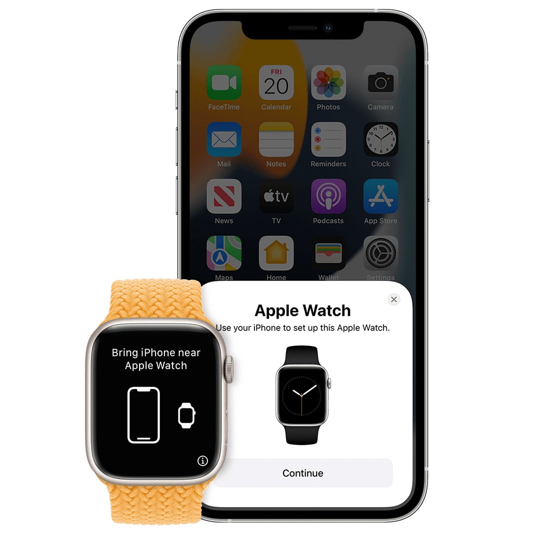 Verbinden Sie die Apple Watch mit dem iPhone Ihre Apple Watch fordert Sie auf, sie in die Nähe Ihres iPhones zu halten. Auf Ihrem iPhone wird ein Popup angezeigt, in dem Sie gefragt werden, ob Sie die Uhr verbinden möchten.