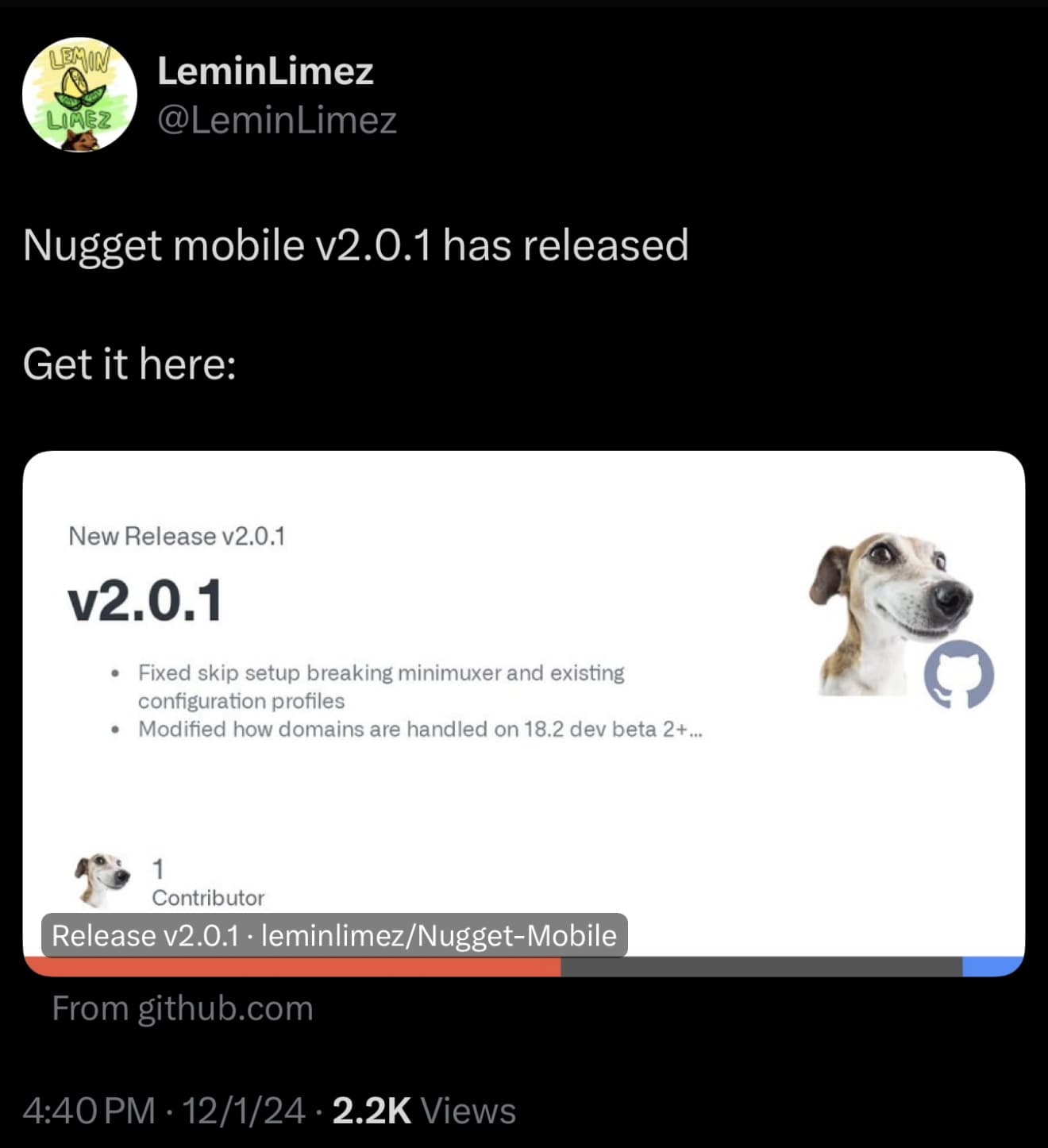 Nugget v2.0.1 angekündigt.