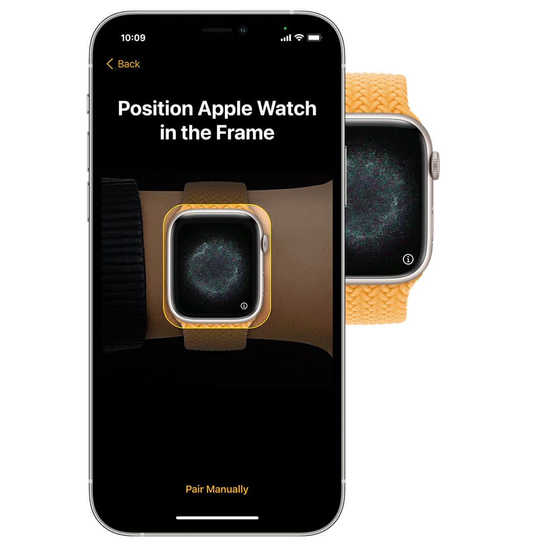 Koppeln Sie die Apple Watch mit dem iPhone Richten Sie Ihre iPhone-Kamera auf Ihre Uhr, um sie zu koppeln.