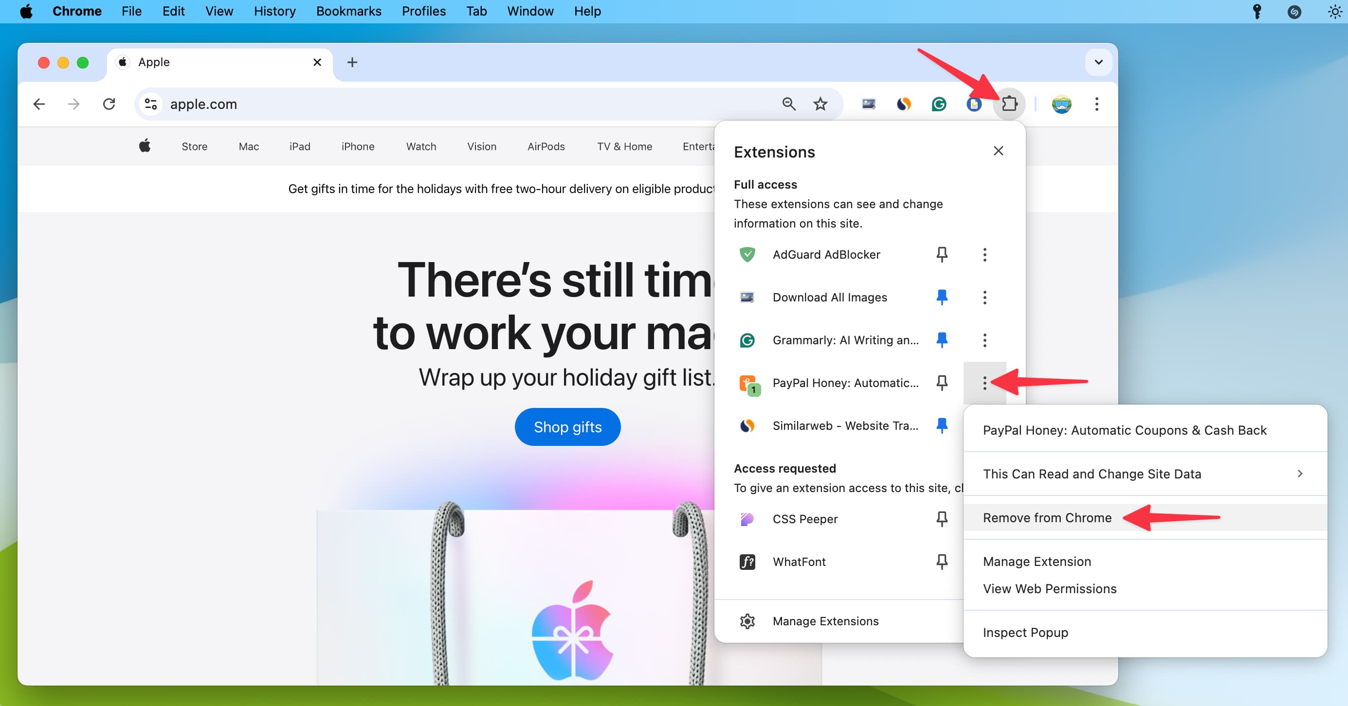 Entfernen Sie die Honey-Erweiterung von Chrome auf dem Computer